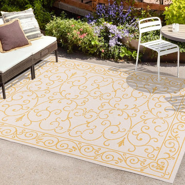 Charleston Vintage Filigree Textured Weave Indoor/outdoor Area Rug